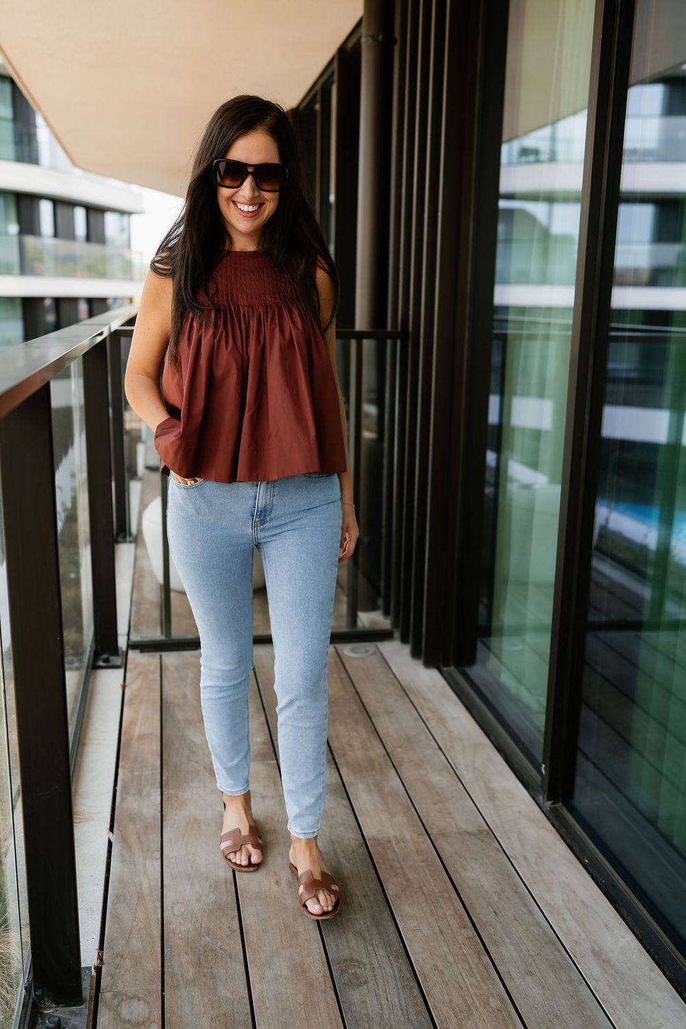 Pleated Top Sophia Cherry Mahogany