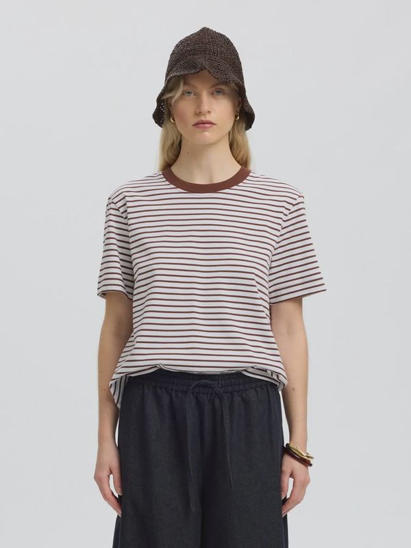 Essential Striped Boxy Tee Cherry Mahony Thin