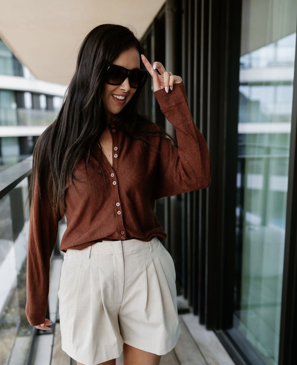 Knit Cardigan Linen Jane Cherry Mahogany