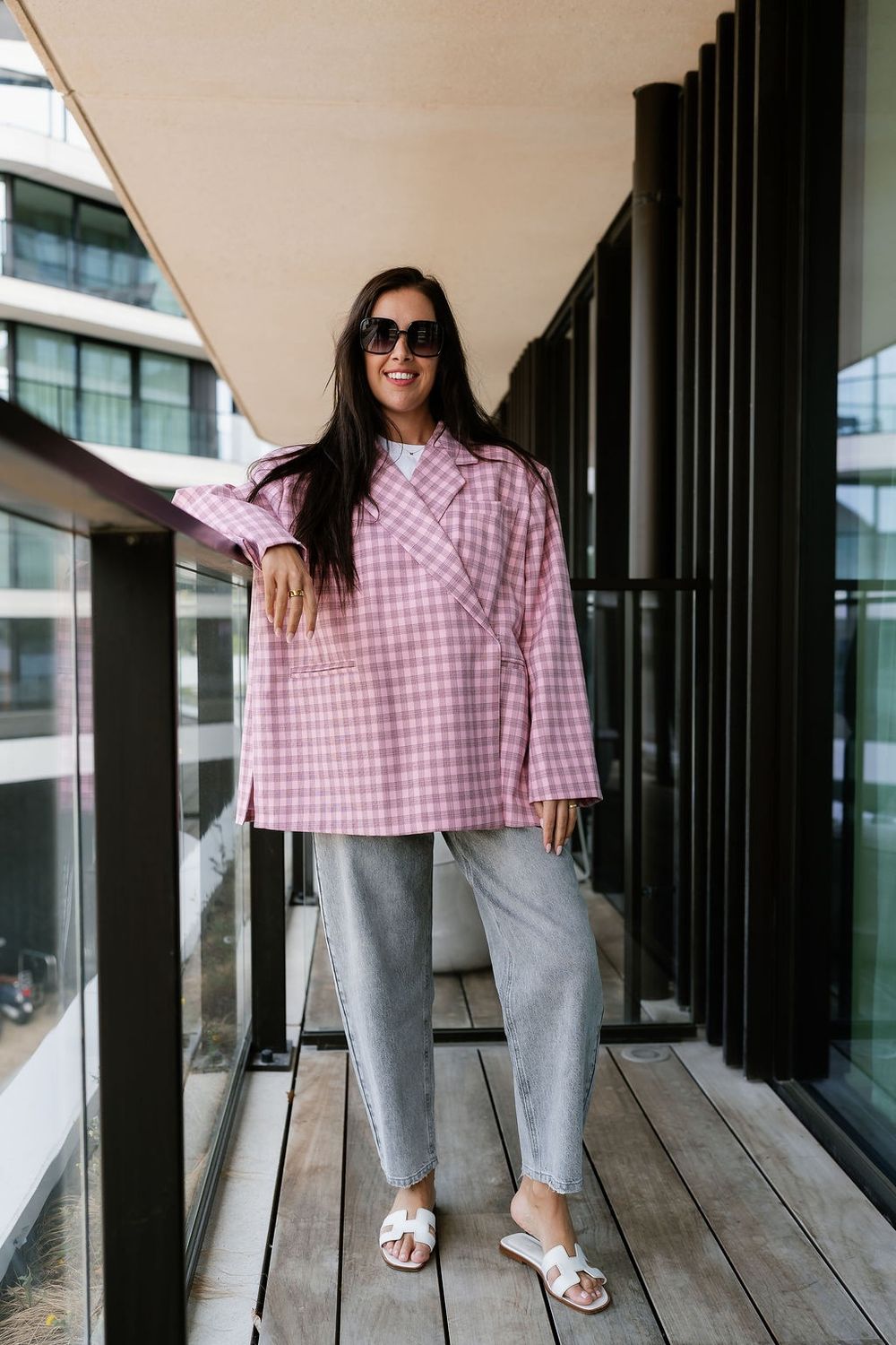 Oversized Blazer Manon Large Checkered Pink