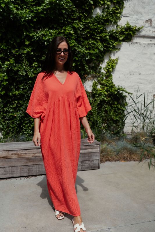 Maxi Tetra Dress Coral