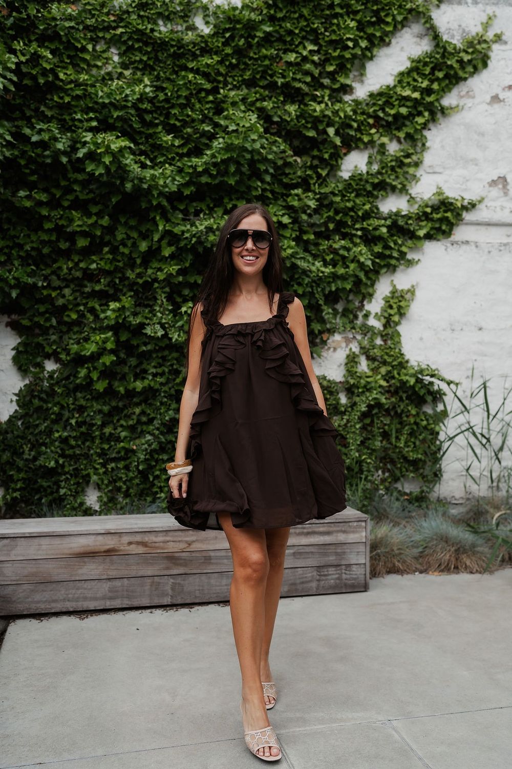Strap Dress Chiffa Coffee Bean