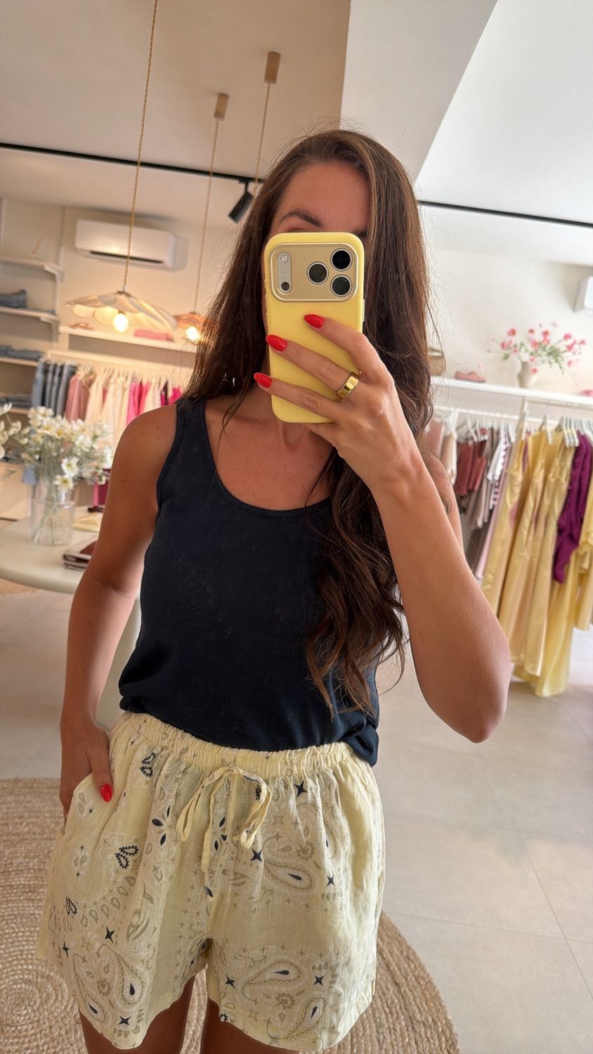 Short Paisley Print Yellow