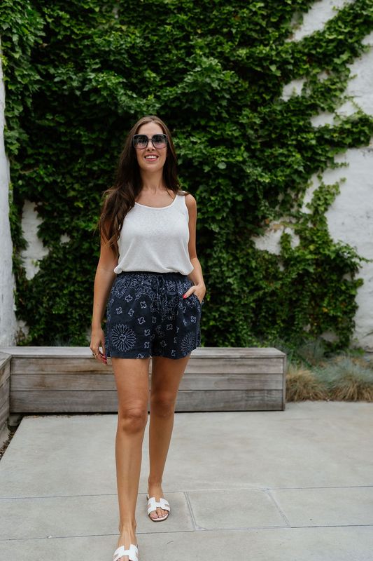 Short Paisley Print Navy