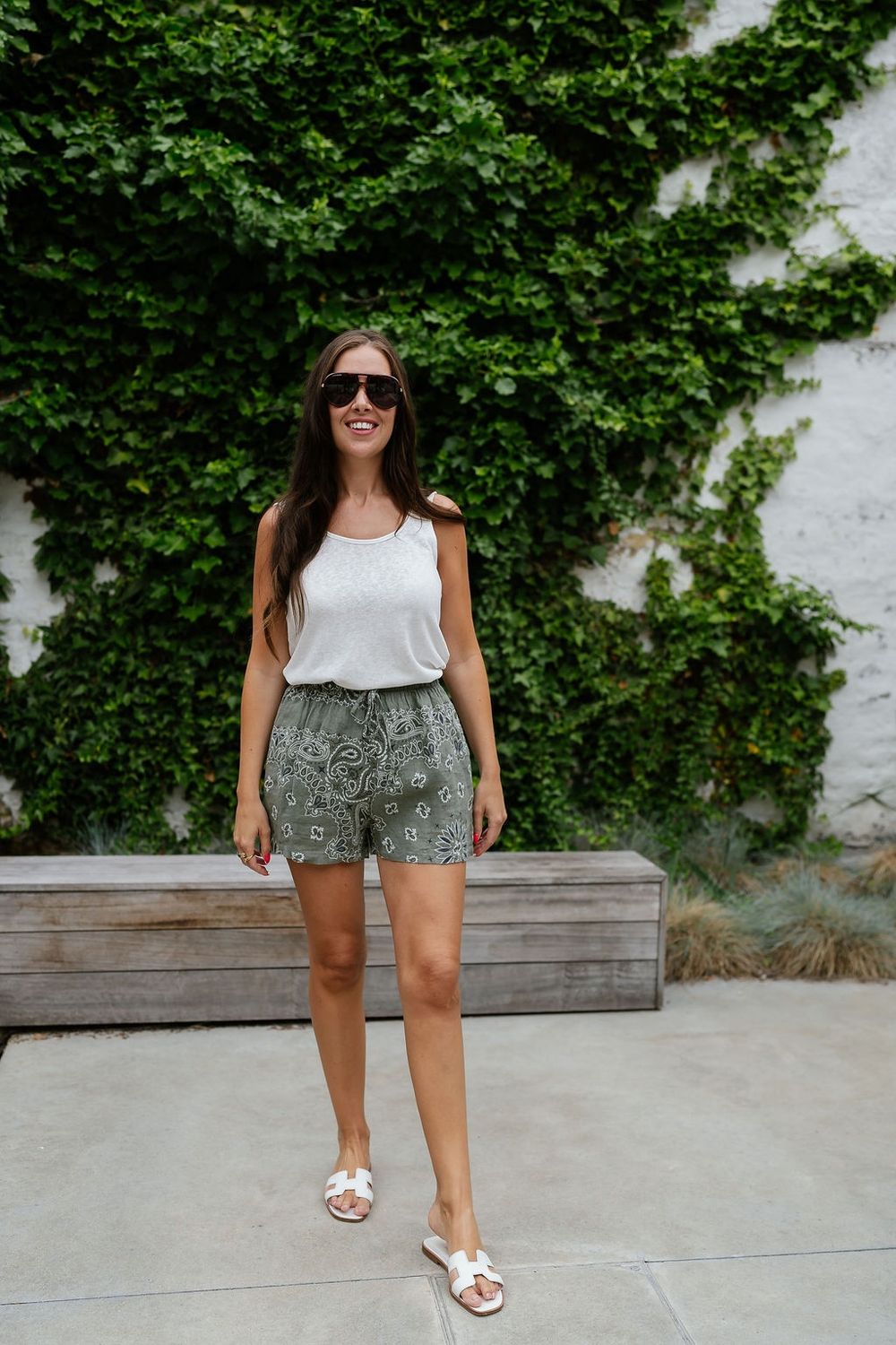Short Paisley Print Khaki