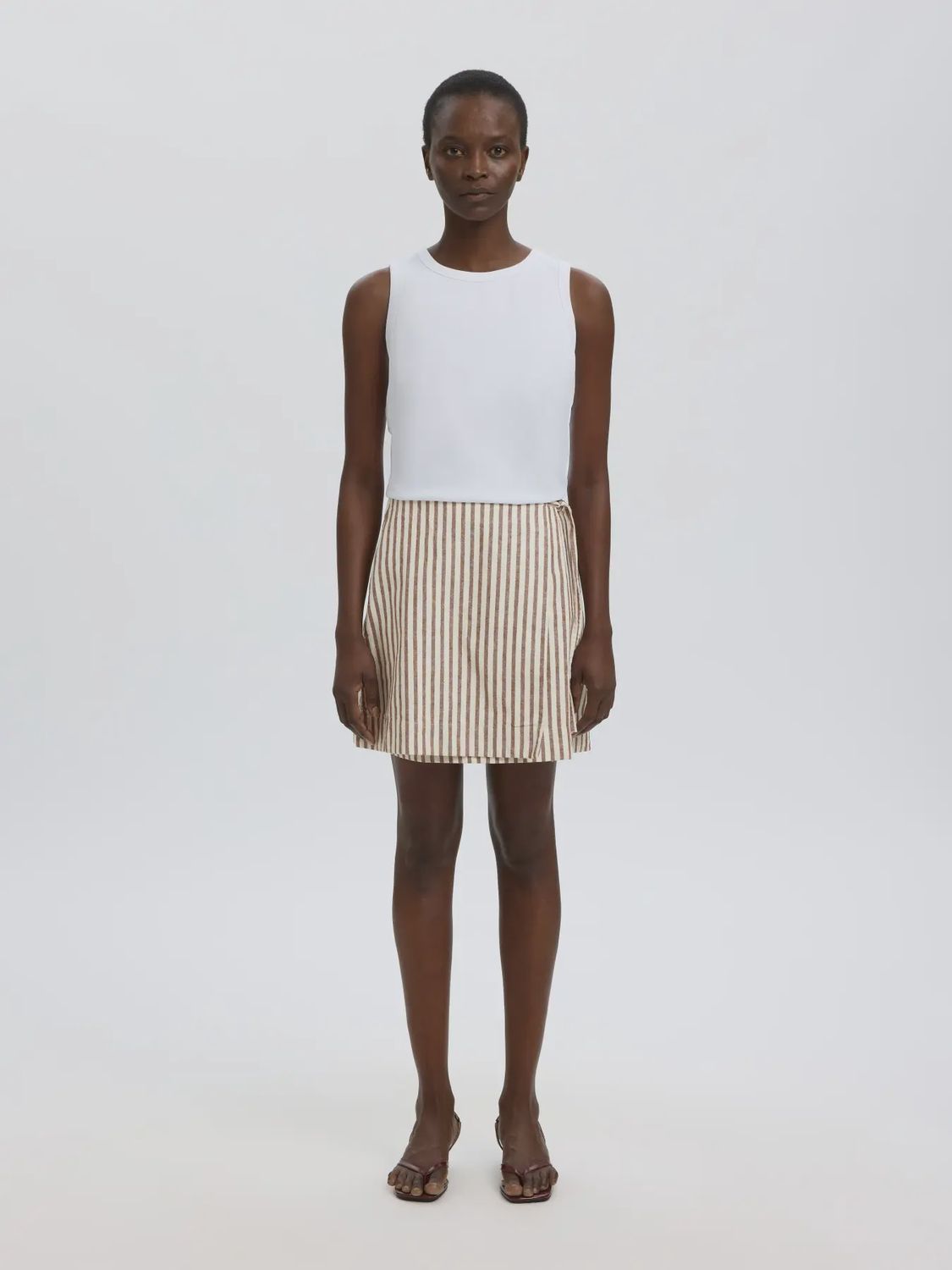 Short Wrap Skirt Johanne Cherry Mahogany Stripes