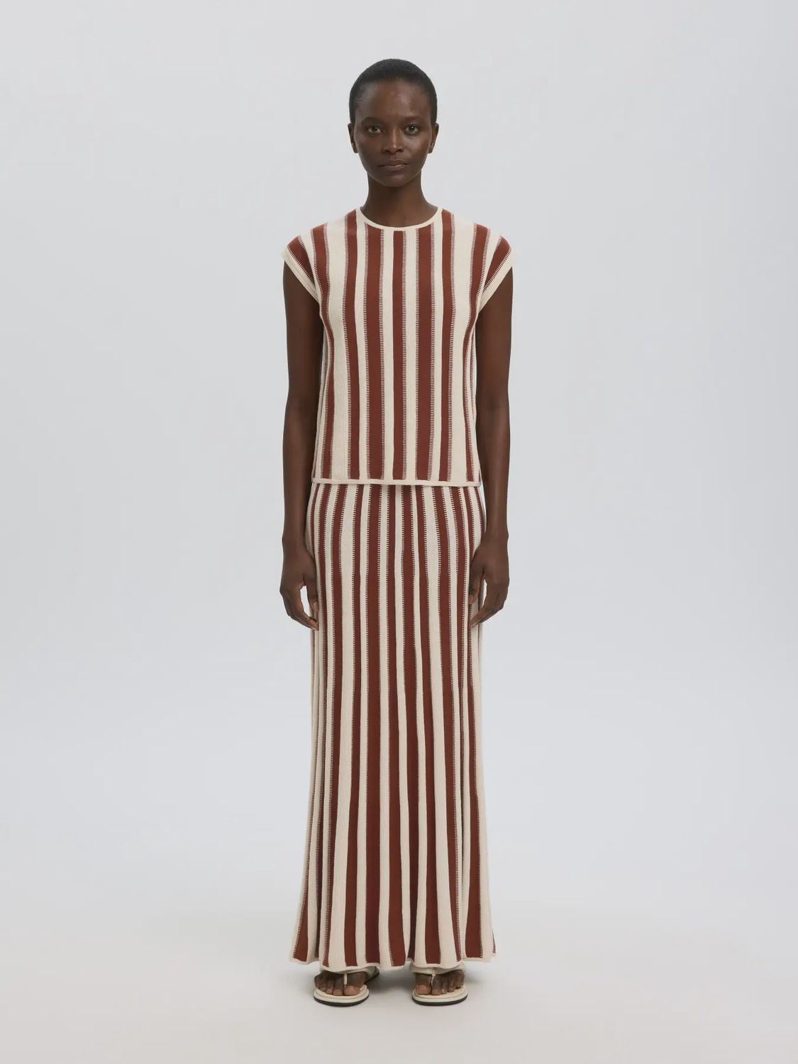 Long Knit Skirt Lina Birch/Cherry Mahogany