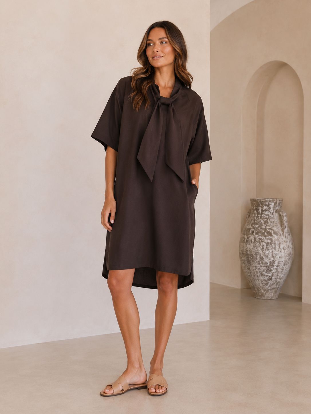 3/4 Dress Karen Coffee Bean