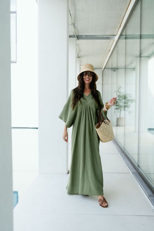Maxi Tetra Dress Khaki Green