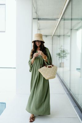 Maxi Tetra Dress Khaki Green