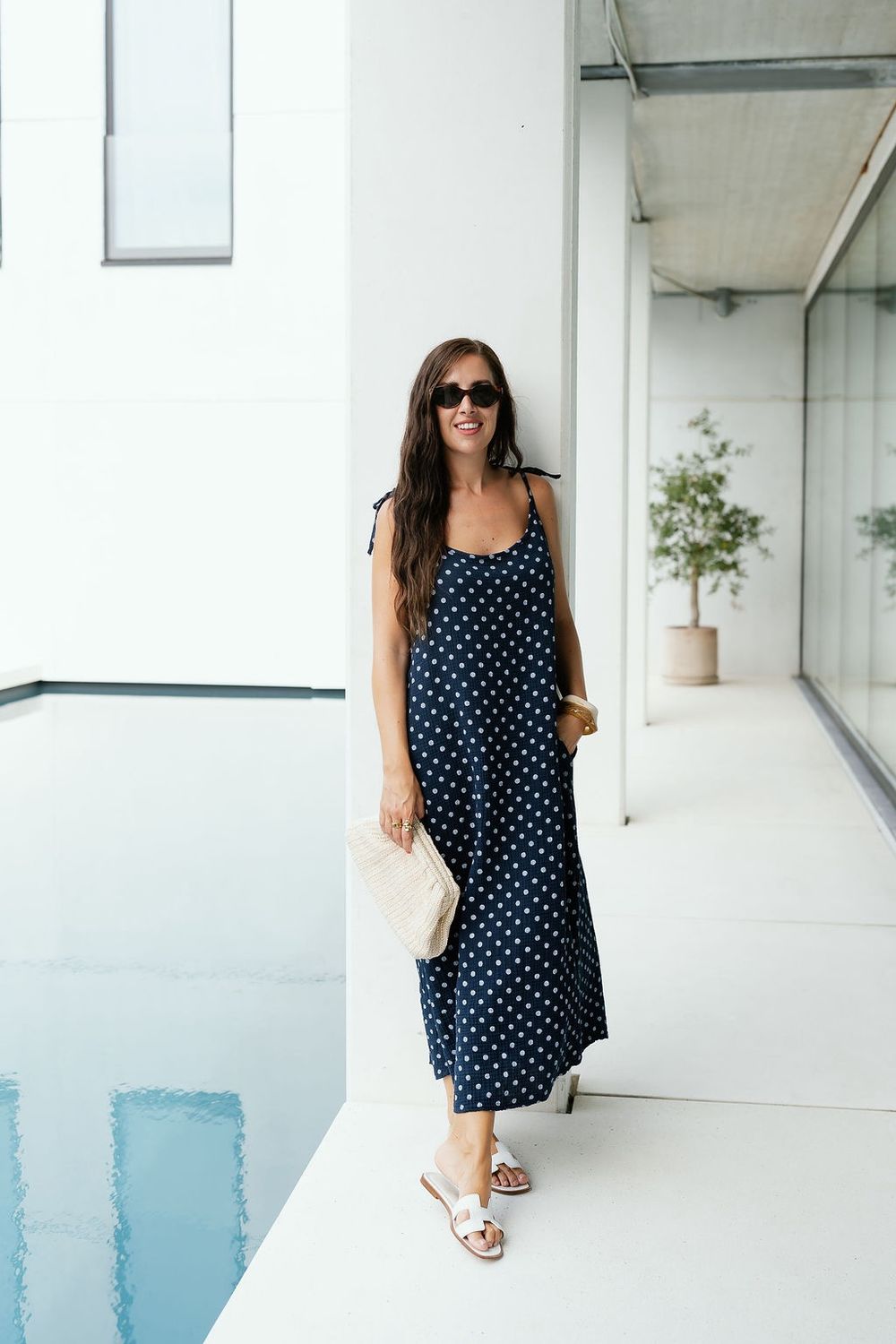 Tetra Strap Dress Polkadots Navy
