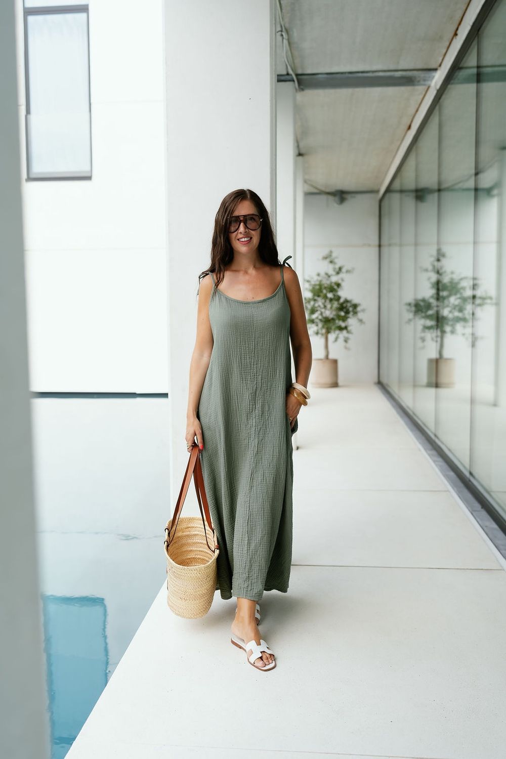Tetra Strap Dress Sage Green