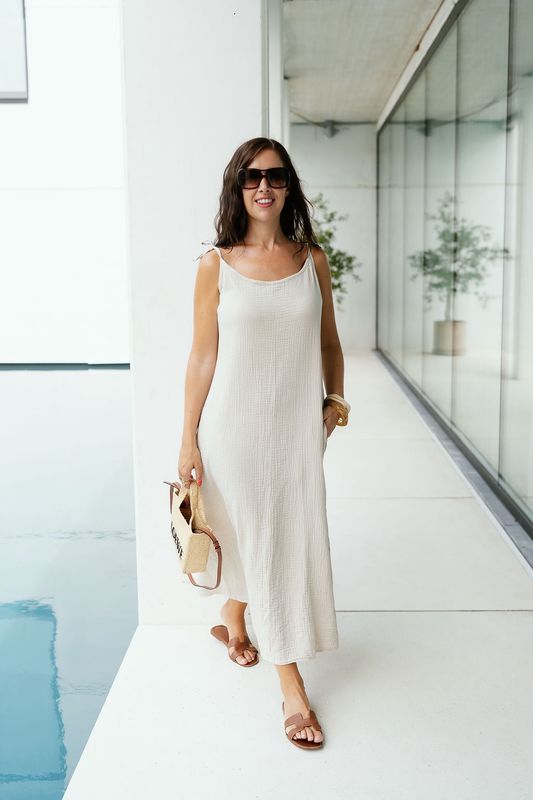 Tetra Strap Dress Beige