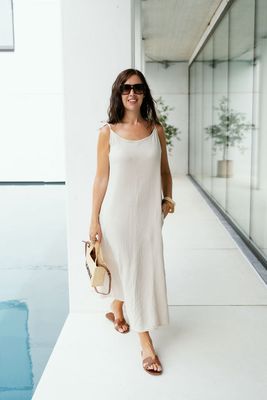 Tetra Strap Dress Beige