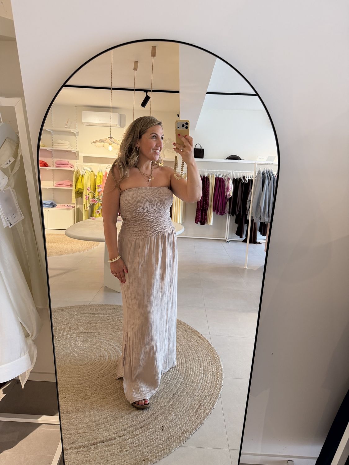 Strapless Tetra Dress Beige