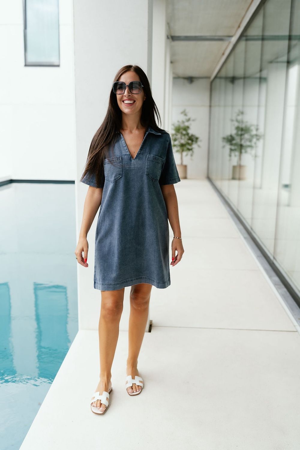 Straight Denim Dress Lina Denim Blue