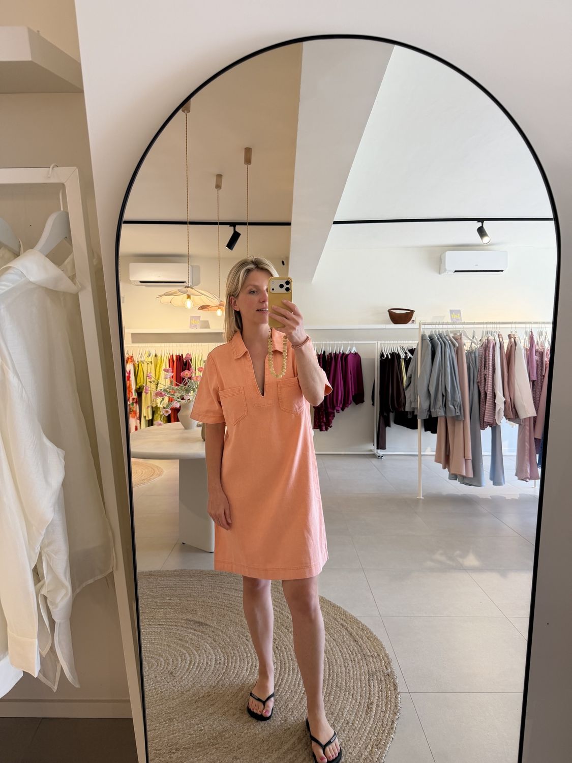 Straight Denim Dress Lina Peach