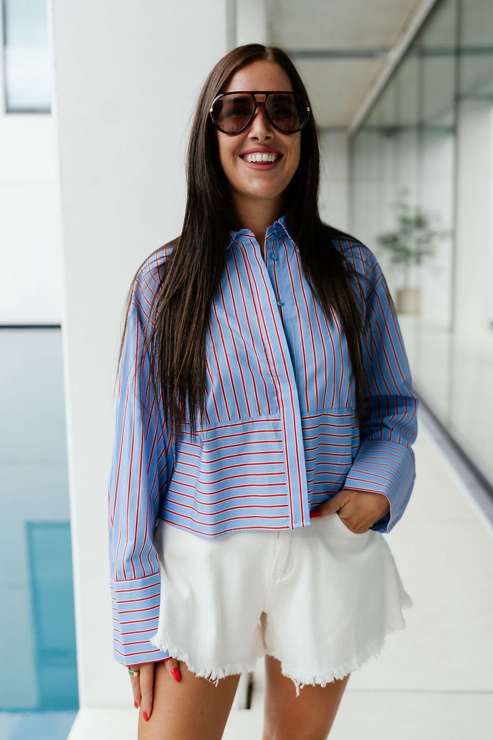 Short Stripe Shirt Lee Vista Blue