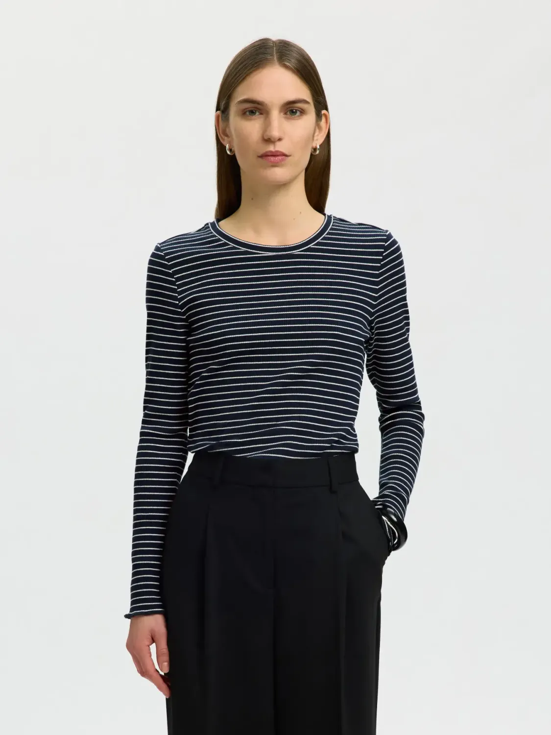 Crew Neck Tee Stripes Wanna Dark Sapphire/Snow White