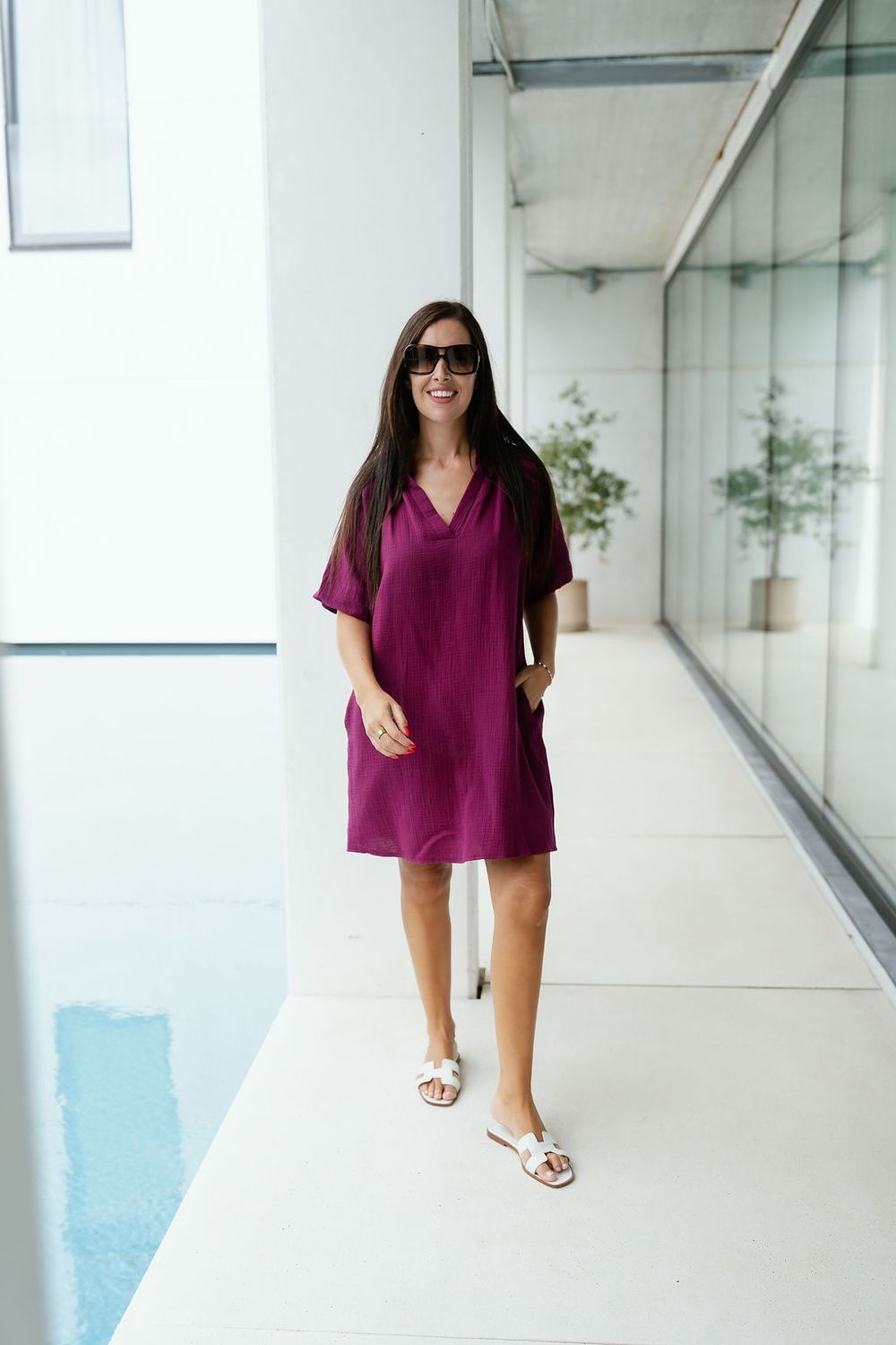 Short Tetra Dress Dark Berry
