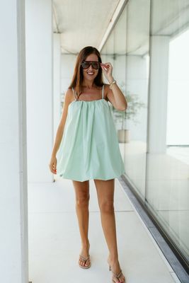 Balloon Mini Dress Oli Aqua