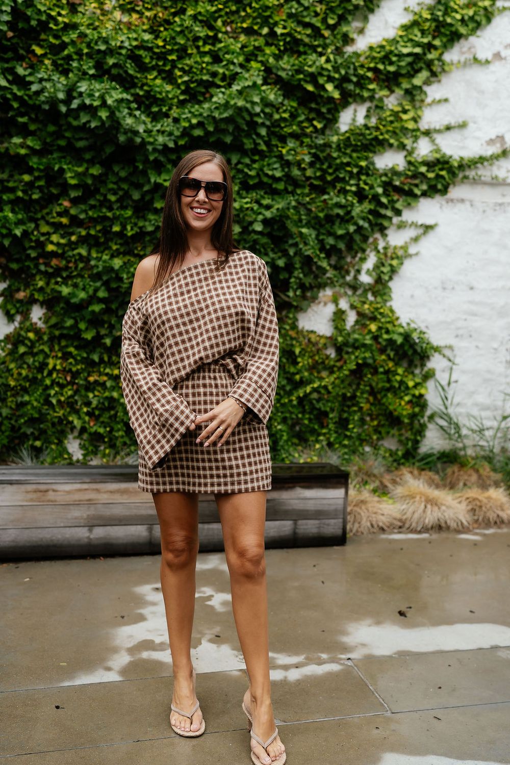 Checked Skirt Tess Brown