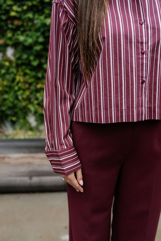 Cropped Boxy Shirt Astha Tawny Port Stripes