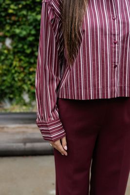 Cropped Boxy Shirt Astha Tawny Port Stripes