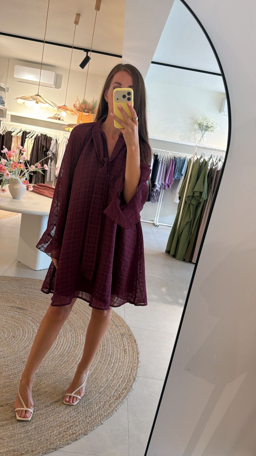 Liana Tie Neck Dress Fig