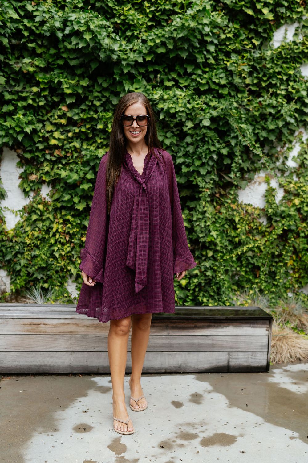 Liana Tie Neck Dress Fig