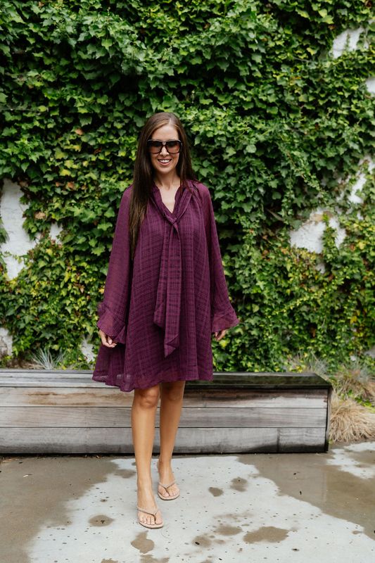 Liana Tie Neck Dress Fig
