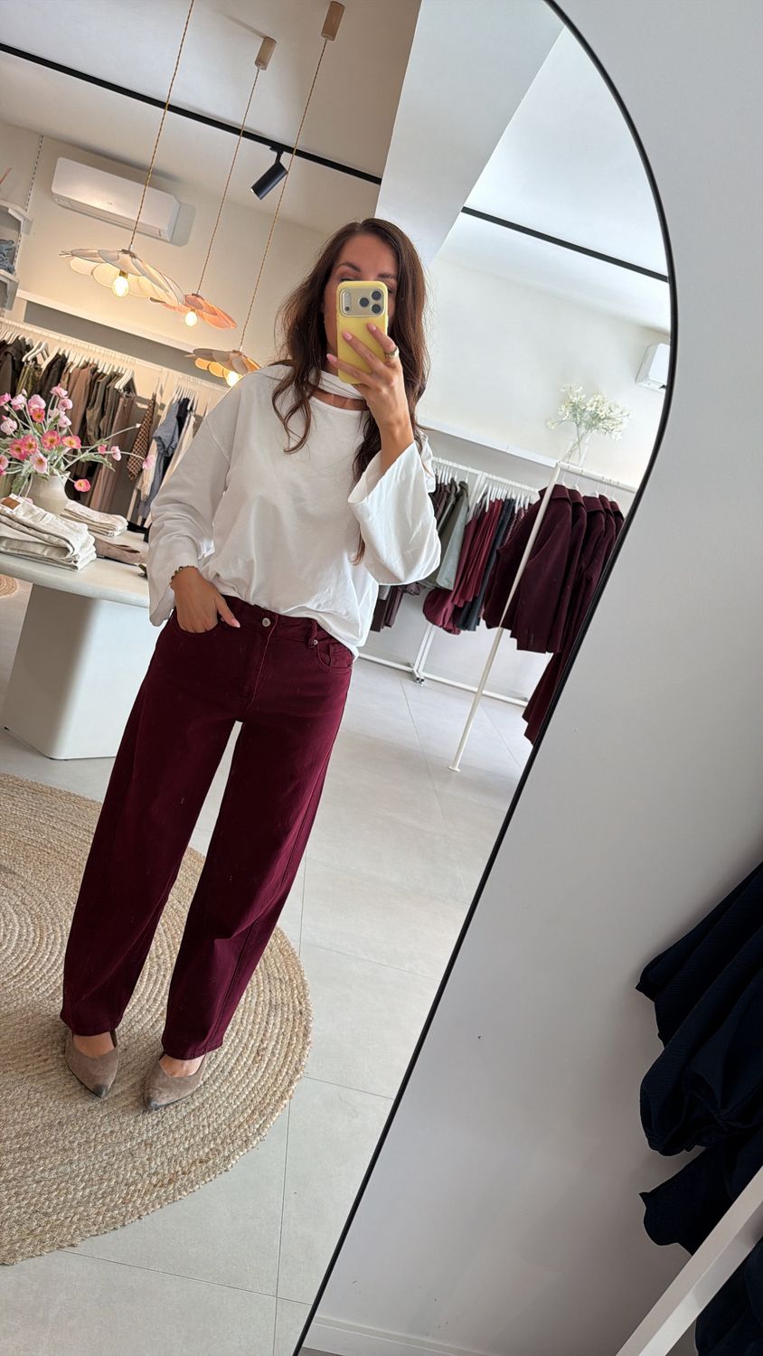 Barrel Jeans Deep Cherry