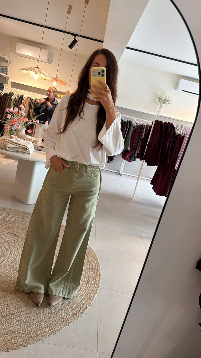 Extra Wide Leg Jeans Lightgreen