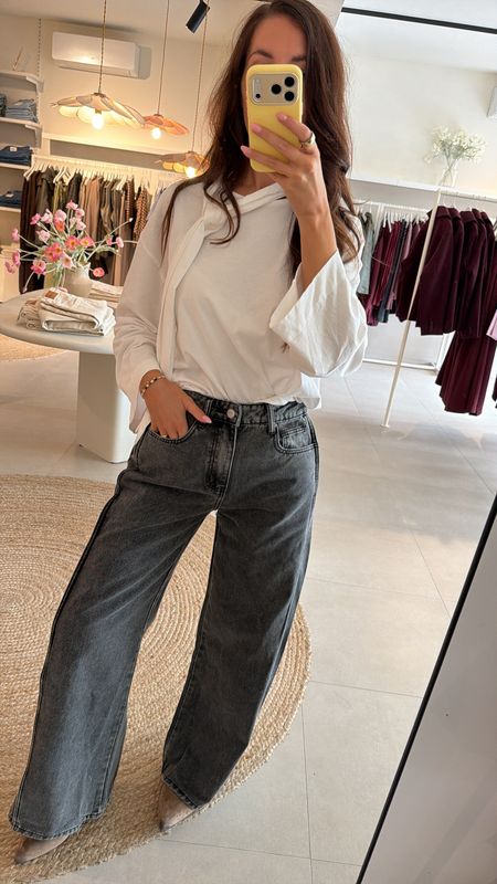 Extra Wide Leg Jeans Washed Grey