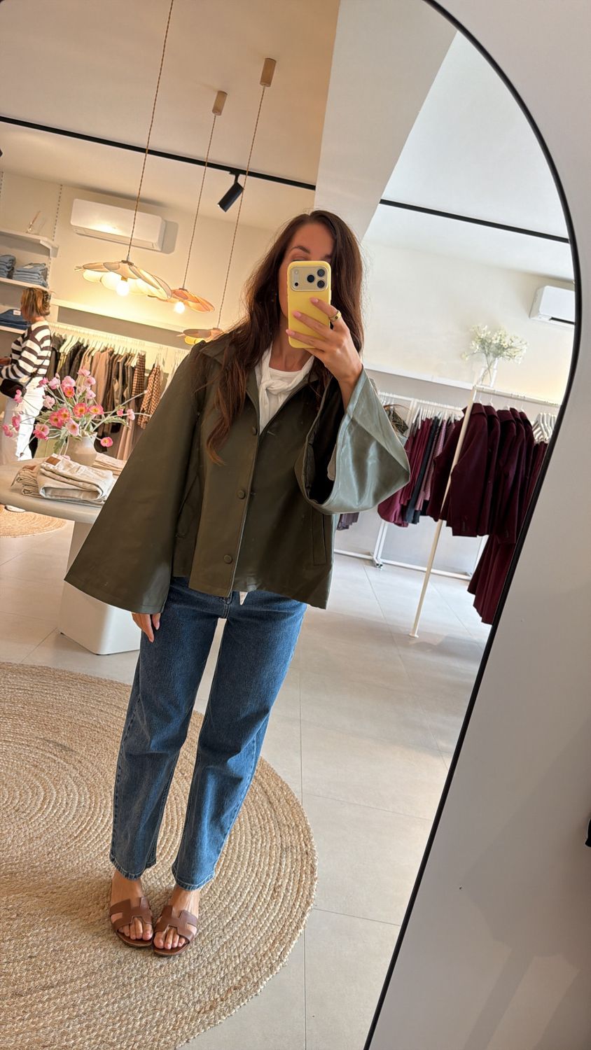 Faux Leather Jacket Cirio Khaki