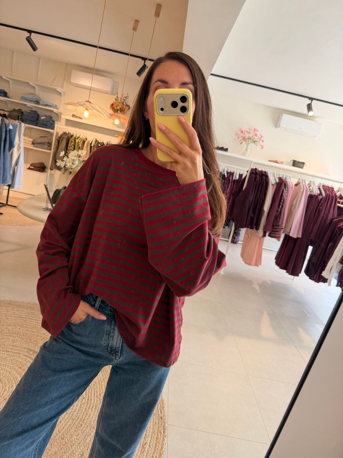 Boxy Shirt Donna Brown Burgundy