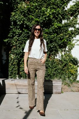 Wide Leg Jeans Lightbrown Leopard
