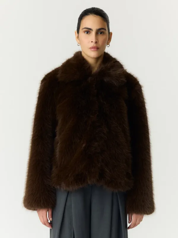 Faux Fur Jacket Kimberly Chocolate Brown