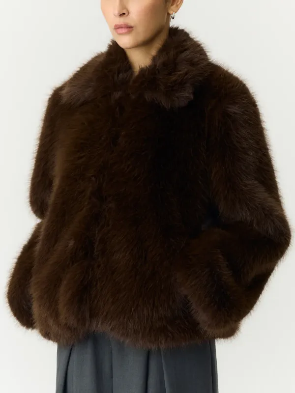 Faux Fur Jacket Kimberly Chocolate Brown