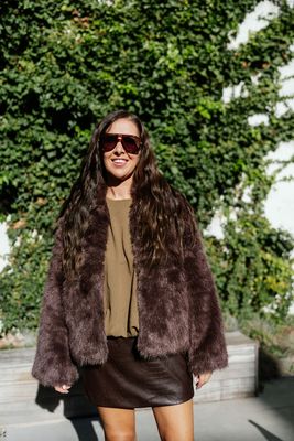 Faux Fur Jacket Kimberly Chocolate Brown