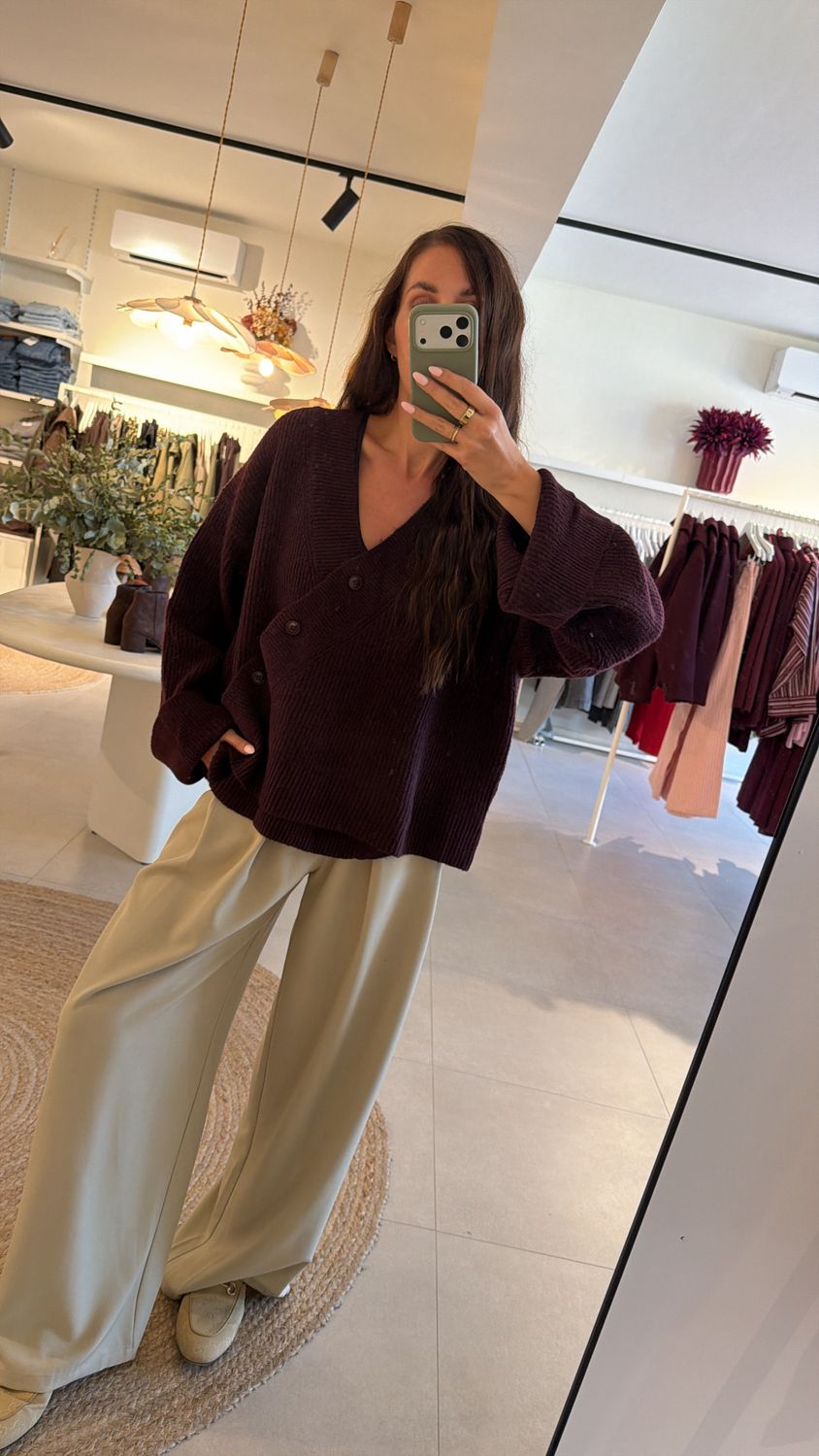 Knit Cardigan Indy Aubergine