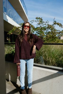 Knit Cardigan Indy Aubergine