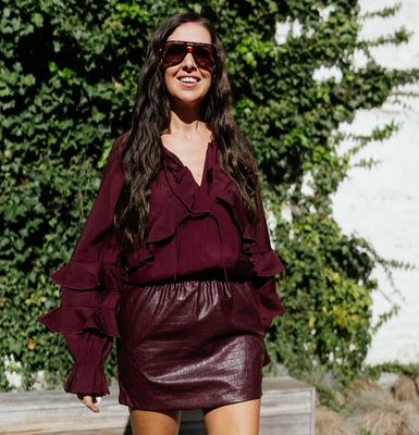 Mini Skirt Croco Aubergine