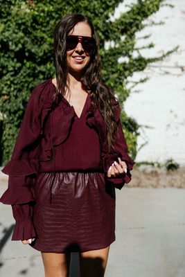 Mini Skirt Croco Aubergine