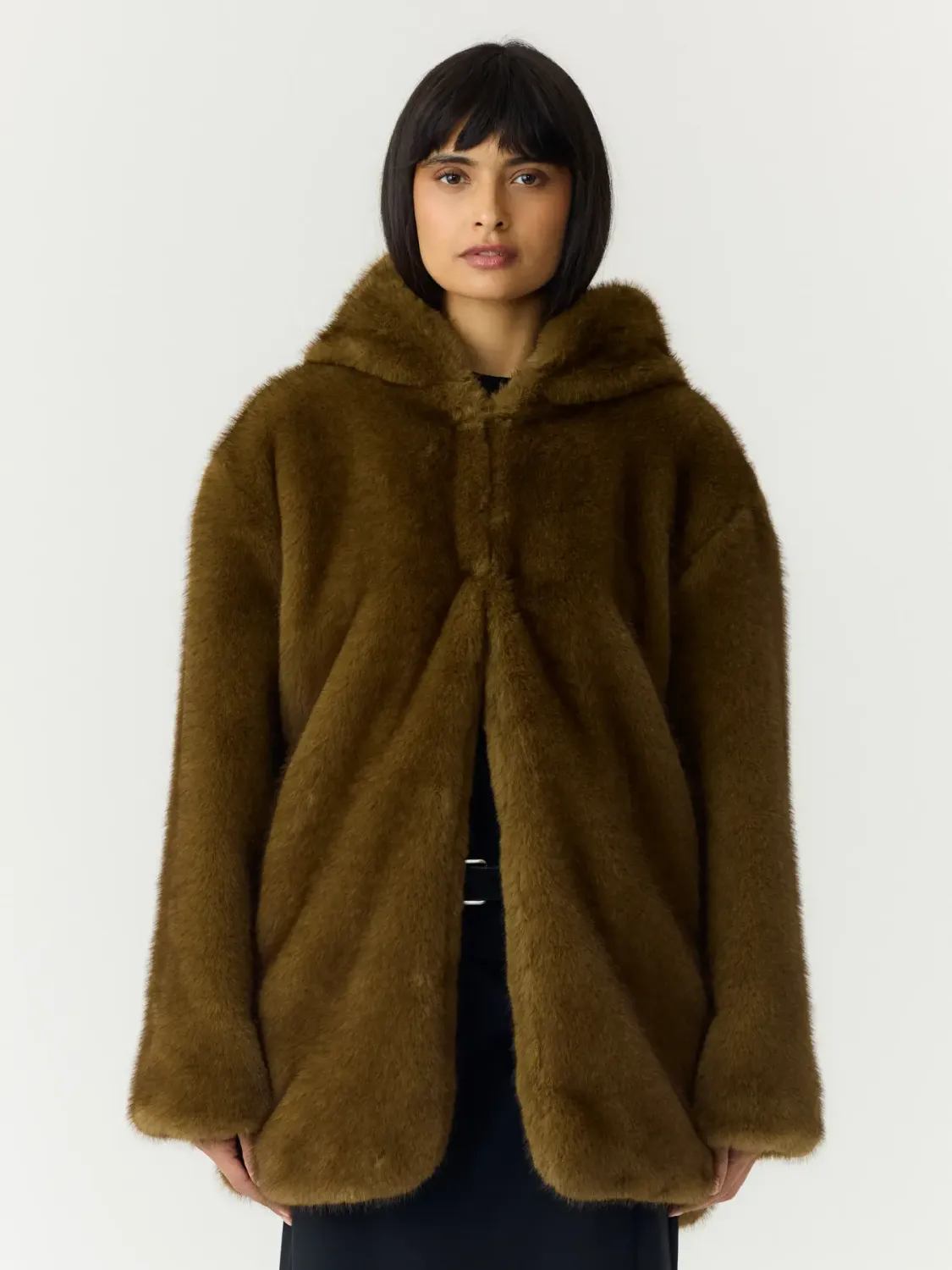 Furry Jacket Sinda Dark Olive