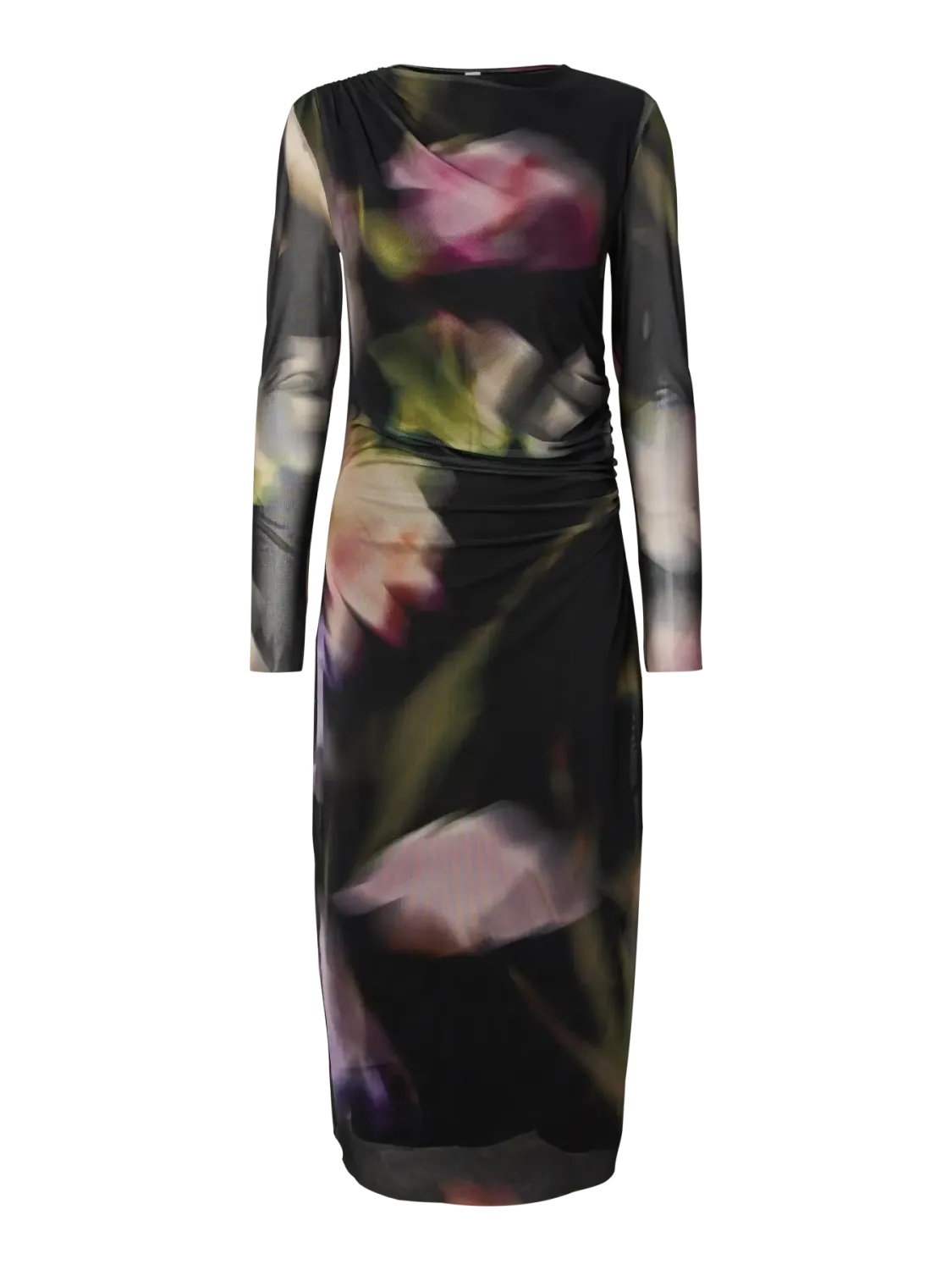 Long Mesh Dress Shama Black Shama Print