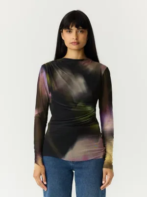 Mesh Top Shama Black Shama Print