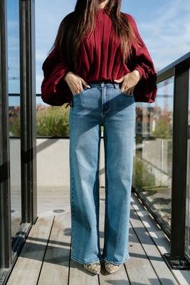 Cropped Balloon Knit Babette Wine Red