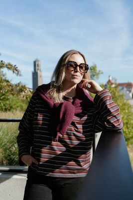 Oversized Striped Shirt Coffee