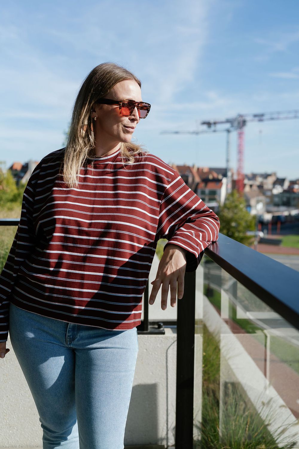 Oversized Striped Shirt Wine